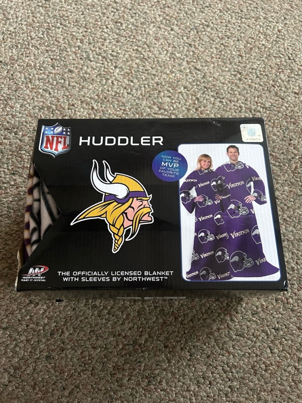 Northwest NFL Adult Minnesota Vikings Uniform Comfy Throw Blanket W/ Sleeves New